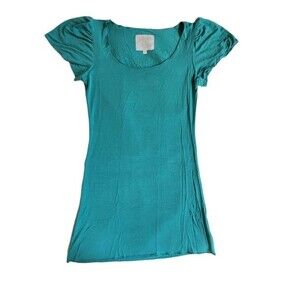 Signorelli Turquoise Cyan angel wing short sleeve tunic dress sz S